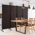 thumbnail image 4 of Costway 4-Panel Folding Room Divider 6FT Rolling Privacy Screen with Lockable Wheels Brown, 4 of 9