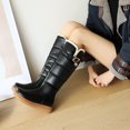 thumbnail image 1 of Bottes en Coton Chaudes avec Boucle Semelle Épaisse Bout Rond Bottes Hautes pour Femmes, 1 of 4