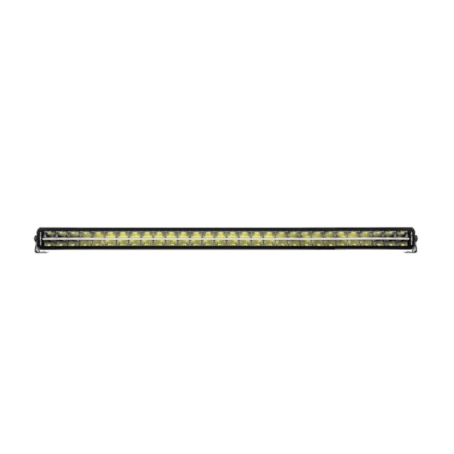 Alpena TrekTec Barre Lumineuse D52P avec une Mince Barre Rectangulaire à double Rangée de Faisceaux de Conduite DEL Jaune Vif dans un Boîtier en Alliage Noir, Montée sur des Supports Ajustables en Acier Inoxydable, Conçue pour l'Éclairage Automobile Extérieur de Voiture et Convient aux Véhicules Tout-Terrain et aux Camions.