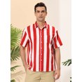 thumbnail image 2 of INSPIRE CHIC Chemises à Rayures pour Hommes à Manches Courtes, Boutonnées, Chemise Hawaïenne Imprimée S Rouge Blanc, 2 of 6