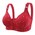 thumbnail image 1 of GDREDA Classic Style Bra New Front Closure Plus Size Bra With Gathering Effect No Underwire Side Support Full Coverage For Plus Size Women's Underwear Red,38, 1 of 2