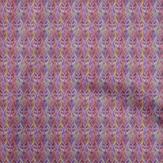 oneOone Viscose Chiffon Maroon Fabric Asian Ikat Craft Projects Decor Fabric Printed By The Yard 42 Inch Wide