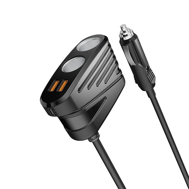 Decodeary Quick Charge 30 Car Cigarette Lighter Adapter With Safety Features Cigarette Lighter Splitter black 1Set