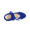 thumbnail image 4 of BLISSFUL STEP Women's Open Toe Crisscross Lace Up Block Heel Sandals Navy Blue 9, 4 of 7