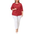 thumbnail image 2 of Agnes Orinda Women's Plus Size Tops Work Round Neck Ruffle Chiffon Blouse Office Top 4X Red White, 2 of 6