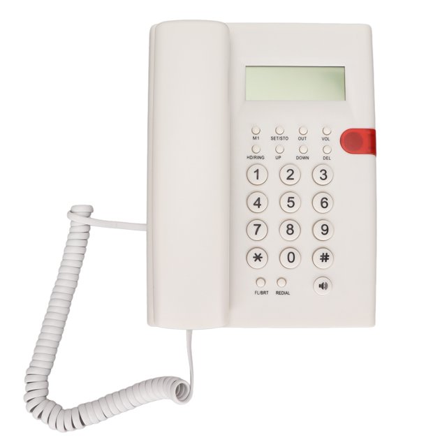 Wired Desktop Phone, Adjustable Brightness Dual Use Desktop Corded Telephone For Hotel Black,White