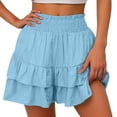 thumbnail image 1 of Timegard Wide Leg Shorts for Women Elastic Waisted Smocked Ruffle Bottom Flowy Lounge Shorts Beach Wear, 1 of 5