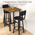 thumbnail image 4 of Furlinkhm 3 Piece Pub Dining Set, Modern bar Table and Stools for 2 Kitchen Counter Height Wood Top Bistro Easy Assemble for Breakfast Nook Living Room Small Space Restaurant, Rustic Brown, 4 of 9