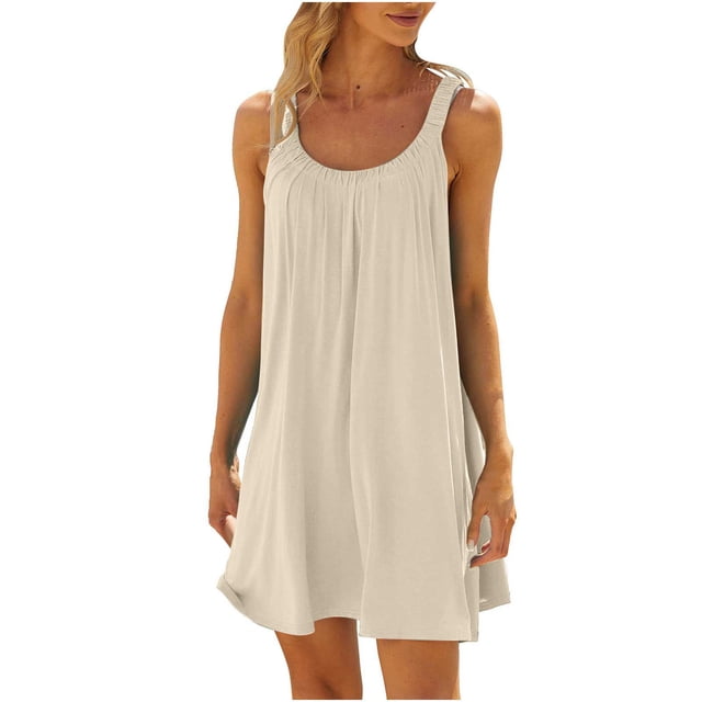 EQWLJWE Longue Robe pour Femmes Robe de Plage pour Femmes Paréo de Bikini Tenue de Plage Décontractée Vacances Courte Été Robes à Col Licou