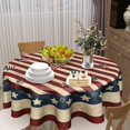 thumbnail image 5 of American Flag Tablecloth Round 60 Inch 4th of July Memorial Day Patriotic Table Cloth Wrinkle Resistant Rustic USA Independence Day Table Cover Decorative for Home Kitchen Dining Indoor Party Picnic, 5 of 5