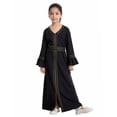 thumbnail image 1 of Hiiyo Big Girls Long Sleeve V-Neck Kaftan Maxi Dress Abaya Robe, 1 of 5