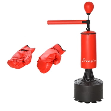 Soozier Support de Sac de Frappe de Boxe Autoportant avec Balle de Vitesse, Rouge