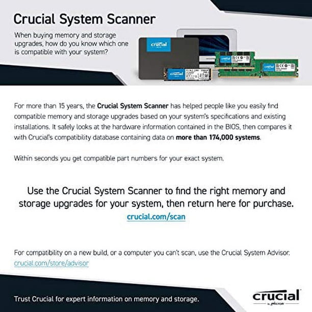 Crucial RAM 16GB DDR4 3200MHz CL22 (or 2933MHz or 2666MHz) Laptop