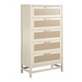 thumbnail image 1 of Ameriwood Home Lennon 5 Drawer Dresser, Ivory Oak and Faux Rattan, 1 of 9