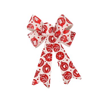 Dvkptbk 25cm Christmas Bow Large Snowflake Stripe Print Linen Bow Christmas Decorations