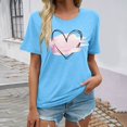 thumbnail image 2 of LUOGENLI T-shirts pour Femmes Mode Décontractée Chemises Imprimées Col Rond Manches Courtes Tee Tops Tunique Blouse Tee T-shirts Femmes Blanc Fête de la Saint-Patrick Bleu Clair P, 2 of 4