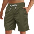 thumbnail image 1 of Yuyuzo Mens Shorts High Waisted Drawstring Quick Dry Summer Beach Swim Knee Length Shorts with Pockets, 1 of 4