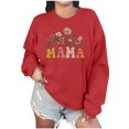 thumbnail image 1 of Penkiiy Chandails à Manches Longues pour Femmes « Mama », Col Rond, Chandail Ample Léger, Blouse, Hauts, S Rouge, 1 of 7
