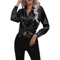 thumbnail image 1 of Innerwin Shirts Long Sleeve Ladies Tunic Tops Office Button Down Soft Blouse Black M, 1 of 5