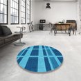 thumbnail image 4 of Ahgly Company Tapis d'Intérieur Lavable en Machine Carré Bleu Transitionnel, 4 Pieds Carré, 4 of 7