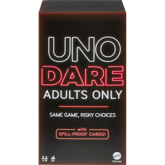 UNO Dare Jeu de cartes réservé aux adultes, 2-10 joueurs, cartes imperméables et dés pour la nuit de jeu pour adultes - Exclusivité Walmart