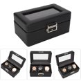 thumbnail image 4 of Watch Jewelry Storage Box, Black Watch Storage Case PU Leather 3 Grids Space Saving  For Display, 4 of 8