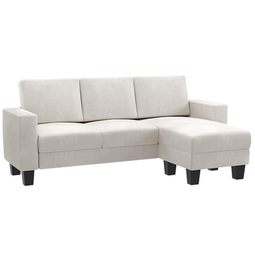 Homall Canapé Sectionnel Convertible, Canapé Moderne en Velours Côtelé en Forme de L 3 Places Sectionnel avec Méridienne Réversible pour Petit Salon, Appartement et Petit Espace