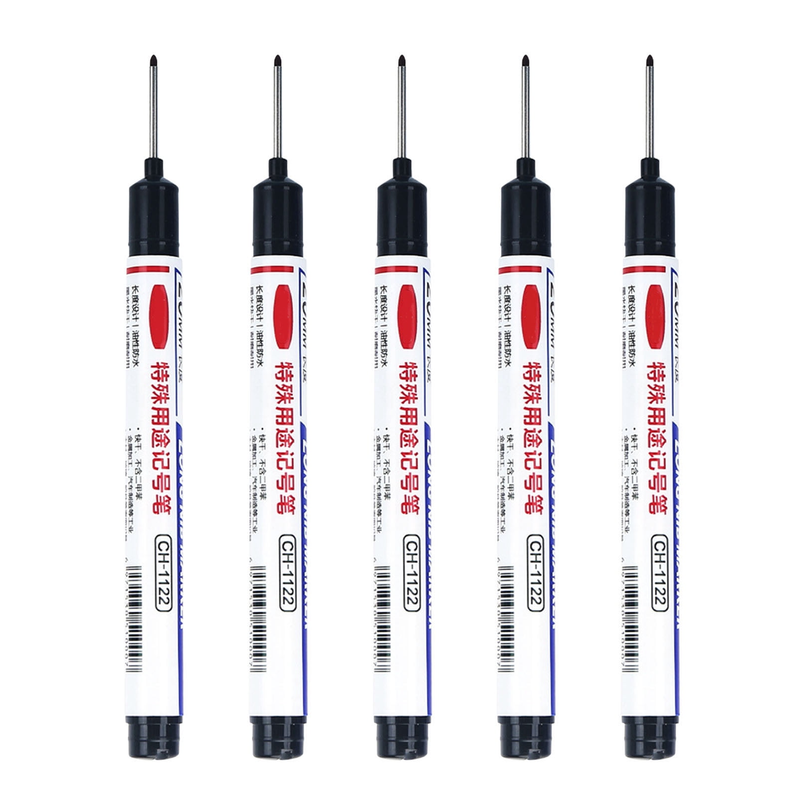 5PCS Long Head Deep Hole Marker Pens 20mm Deep Reach Markers Long Nose Marker Construction Markers Marking Tool Markers Carpenter Ink Marker Pens Metal Marking Pen 8ml