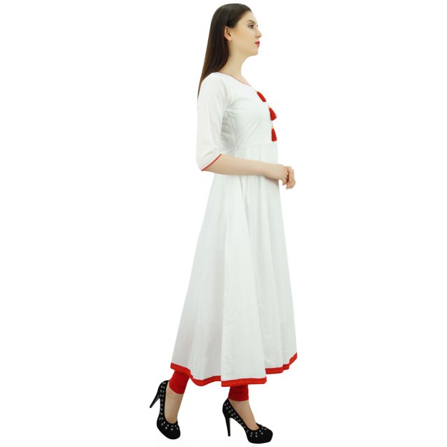 Bimba Womens Designer Ethnic Kurti Flared Anarkali Kurta Dress With Tassele