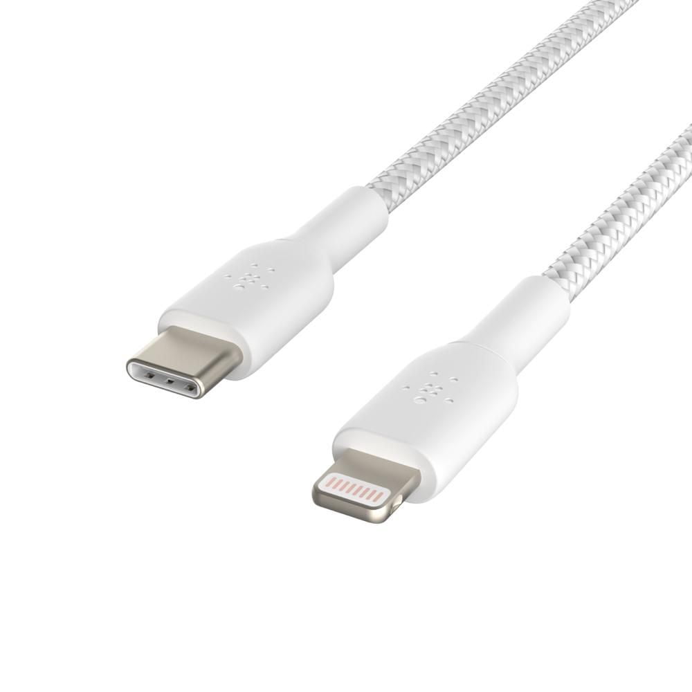 Câble de Charge/Sync Tressé USB-C vers Lightning 4pi Blanc de Belkin