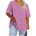 thumbnail image 1 of FAIWAD Womens Tops Summer Plus Size Casual V Neck Short Sleeve Drop Shoulder T-Shirt Loose Comfy Basic Tunic Tops, 1 of 3
