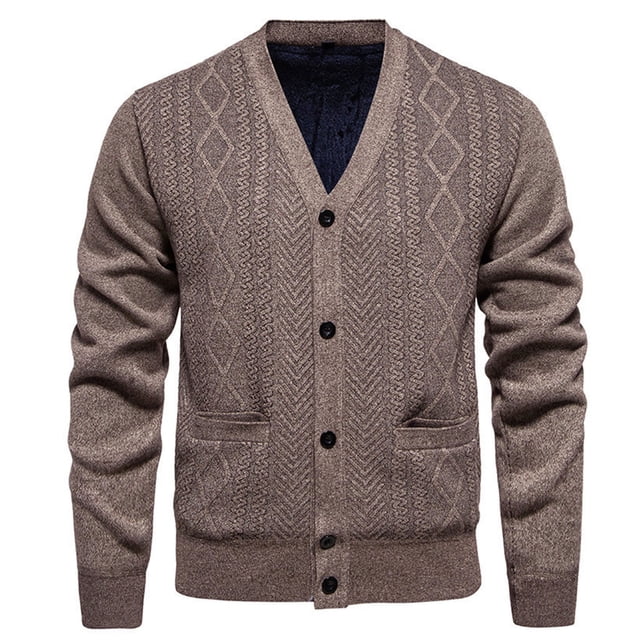 Cardigan Épais Texturé pour Homme, Veste en Tricot à Boutons