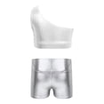 thumbnail image 3 of Oyolan Big Girls Gymnastic Workout Set 2PCS Crop Tops with Shorts 4-16 Years Sequins Dance Outfit Silver 16, 3 of 7