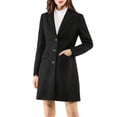 thumbnail image 3 of INSPIRE CHIC Women's Coat Solid Color Notched Lapel Single Breasted Winter Peacoat Black S, 3 of 7