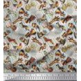 thumbnail image 1 of Soimoi Modal Satin Fabric Geometric,Bird & Animals Patchwork Print Fabric by The Yard 42 Inch Wide, 1 of 3
