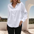 thumbnail image 1 of Ladies Tops, Women's Solid Color Long Sleeved Button Turndown Collar Fashionable Top, Birthday Gifts, 1 of 5