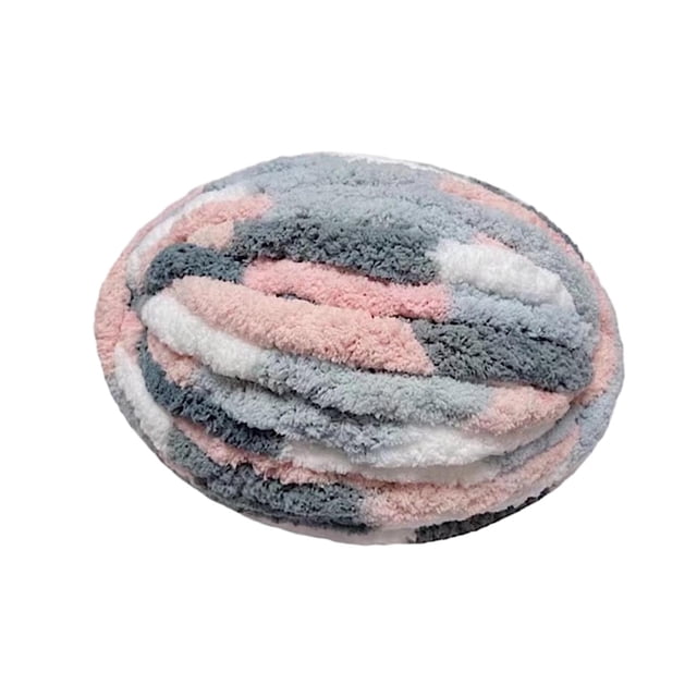 Thick Chunky Yarn Polyester Yarn for Knitted Blanket Mat Pet Beds Rug Making Pink Gray