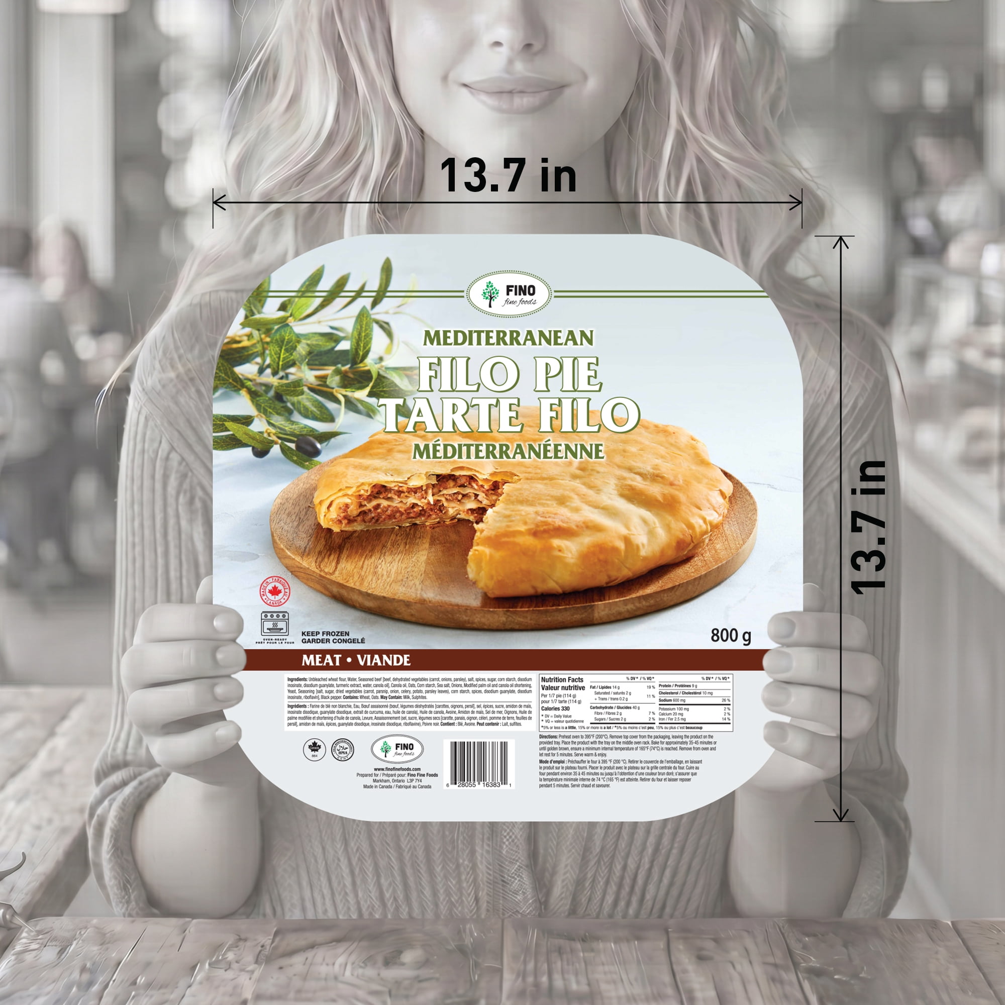 Fino Fine Foods Tarte Filo Méditerranéenne Viande 800/Gramme Tarte Filo Méditerranéenne Viande