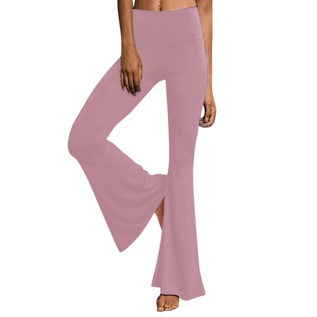Pantalon Décontracté pour Femmes, Uni, Longueur Sport, Jambe Évasée, Taille Haute