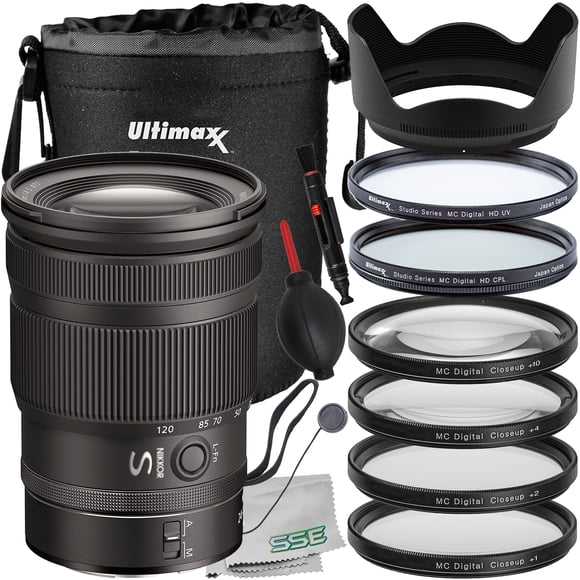 Ultimaxx Essential Nikon Z 24-120mm f/4 S Lens Bundle - Includes: Water-Resistant Lens Pouch, 4PC Macro Close-Up Filter Kit, Protective UV Filter & More (15pc Bundle)
