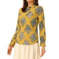 thumbnail image 4 of INSPIRE CHIC Women‘s Chroect Lace See Through Floral Color Block Blouse Grey Yellow S, 4 of 5