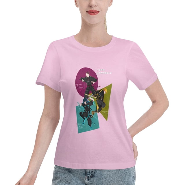 T-Shirt Basique à Manches Courtes pour Femmes Style de Rue Demon Slayer