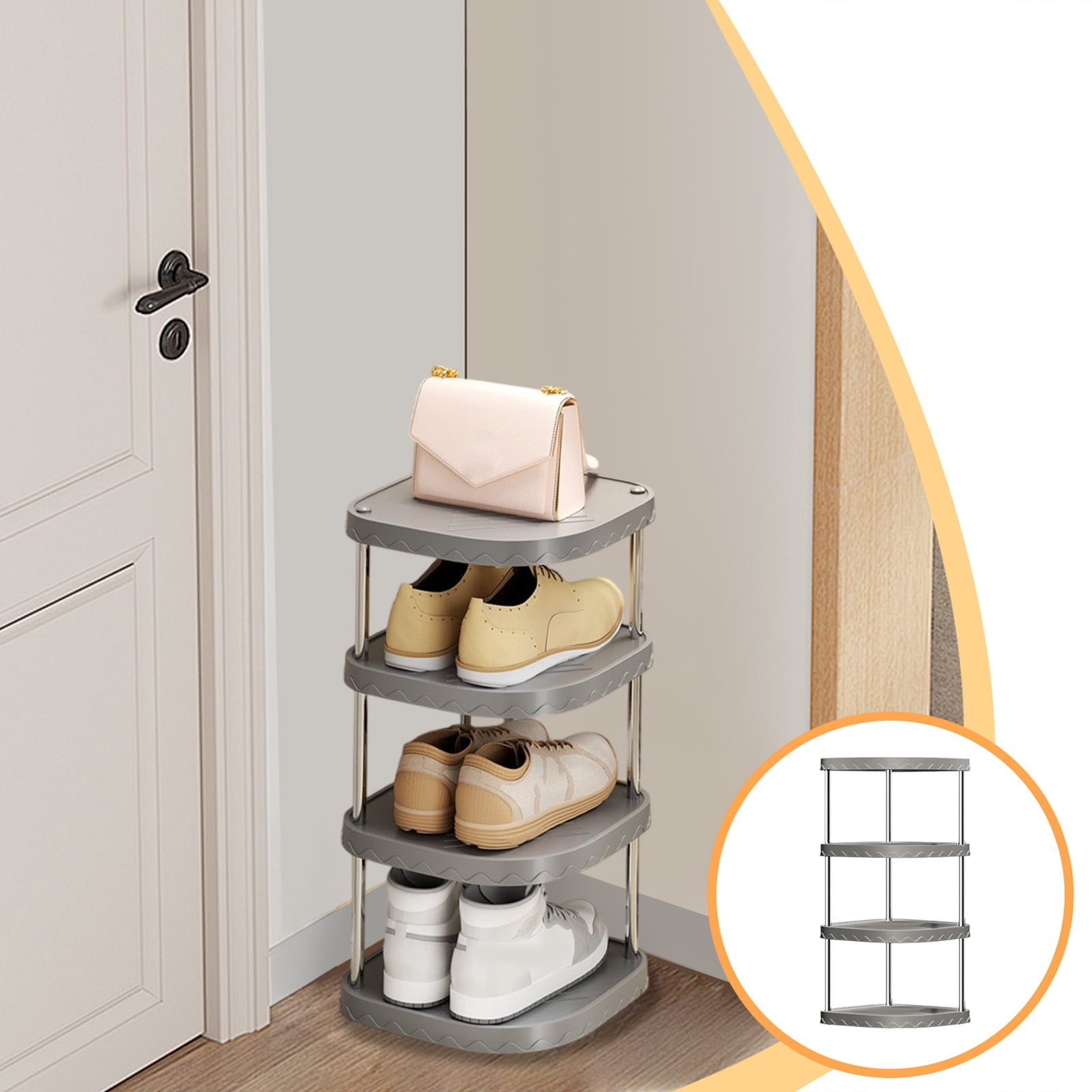 EGNMCR Shoe Rack 4 Tier Household Doorway Sturdy Narrow Small Crevice Entry Shoe Cabinet Multifunctional Shoe Storage Shelves For Bedroom Closet Entrance Hall Bedroom Shoe Rack