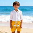 thumbnail image 2 of Toddler Boys Swim Trunks Solid Color Cute Expression Print Quick Dry Shorts, Little Boys Swim Trunks with Pockets for Beach Pool Summer, 2 of 6