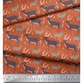 thumbnail image 2 of Soimoi Voile de Coton Orange Tissu Imprimé Animal Cerf au Mètre 56 Pouces de Large, 2 of 3