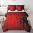 thumbnail image 1 of YST Ensemble de Literie Noir avec Araignée Géante, Ensemble de Couette d'Halloween, 7 Pcs, Design Gothique Vintage Rouge, Lit Simple, 1 of 5