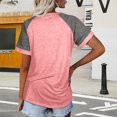 thumbnail image 4 of Plebaso T-Shirts pour Femmes à Manches Courtes à Blocs de Couleur Décontractés à Col Rond T-Shirts Amples Blouses d'Été Hauts, 4 of 7