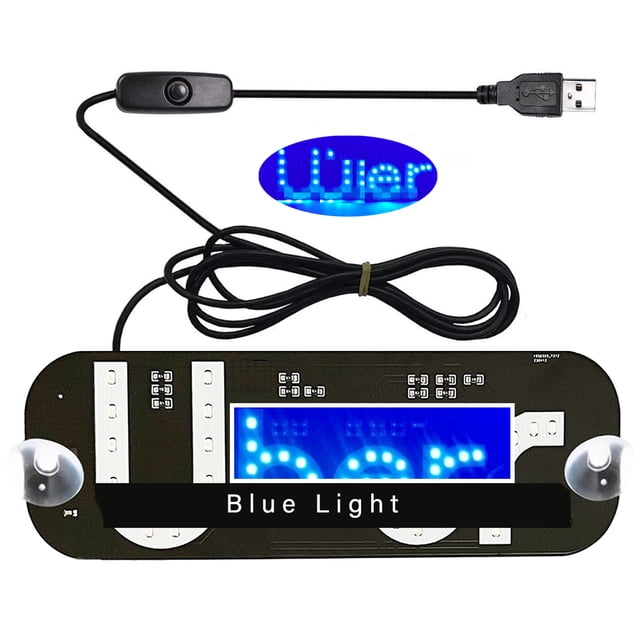 Led Light Signs for Car, Blue Taxi Sign Light Windshield, Glow LED Sign Decal Stickers w. Suction Cups Flashing Hook on Car Window LED Bright Lights USB Plug for All Cars