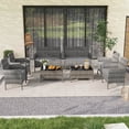 thumbnail image 1 of Costway 8 PCS Patio Furniture Set with Washable Cushions and Tempered Glass Coffee Table Gray, 1 of 8