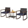 thumbnail image 1 of Gymax 3PCS Rattan Rocking Chair Bistro Set Armrest Cushion Table W/ Storage Shelf Patio, 1 of 6